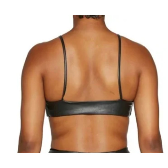 NWOT Naked Wardrobe Faux Leather Bralette Top Black Women’s Size L Vegan Chic - Picture 10 of 10